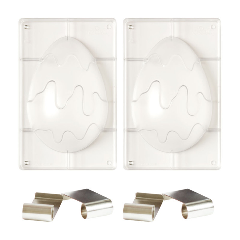 Kit Stampo per Uovo DECORATO con colature di Cioccolato in policarbonato - 250gr