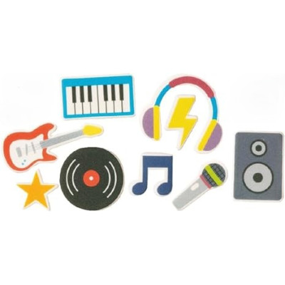 Confezione 9 pz 2D soggetti MUSICA in Zucchero assortiti