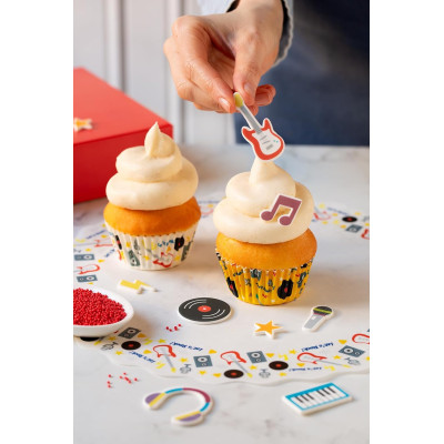 Confezione 9 pz 2D soggetti MUSICA in Zucchero assortiti