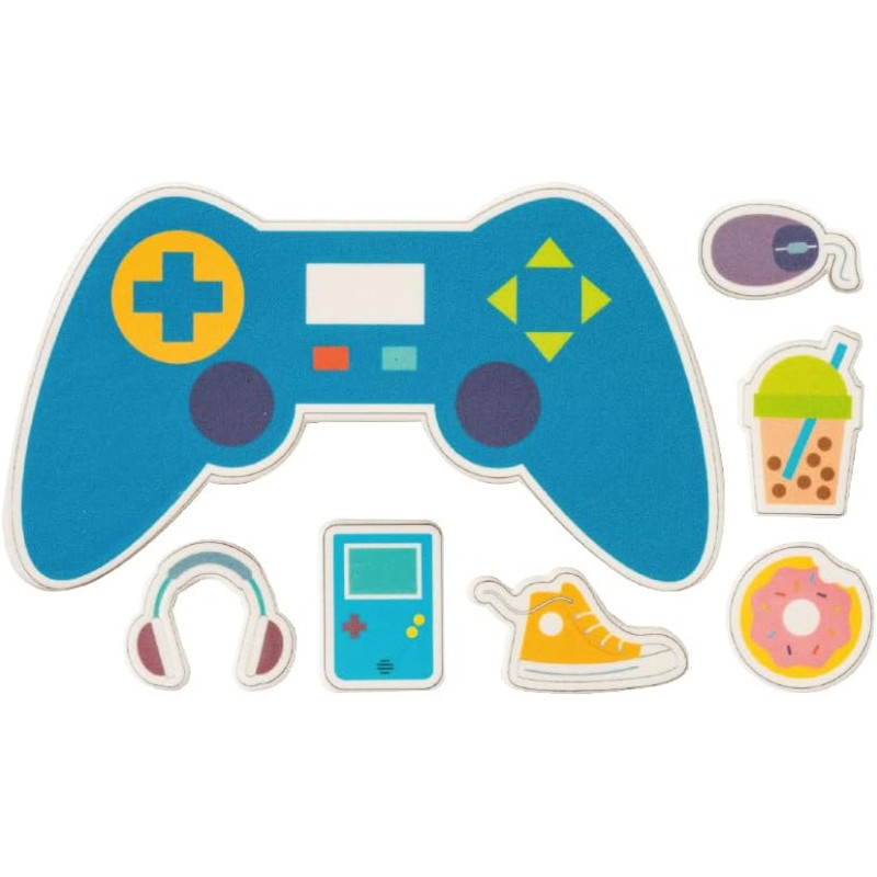 Confezione 7 pz 2D soggetti VIDEOGIOCHI GAMER  in Zucchero assortiti