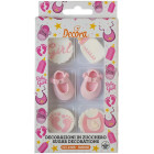 Soggetti Nascita it's a Girl Rosa - Decorazione in zucchero per Dolci - 6 pezzi ssortiti
