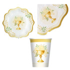 Coordinato feste tavola PRIMA COMUNIONE HOLY calice piatti bicchieri tovaglioli