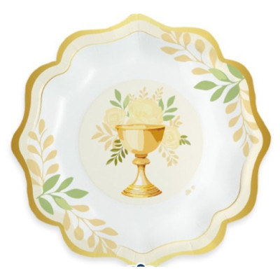 Coordinato feste tavola PRIMA COMUNIONE HOLY calice piatti bicchieri tovaglioli