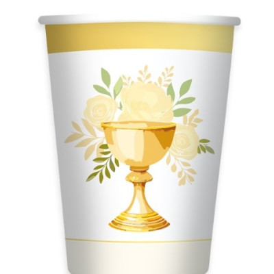 Coordinato feste tavola PRIMA COMUNIONE HOLY calice piatti bicchieri tovaglioli