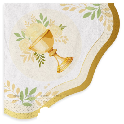 Coordinato feste tavola PRIMA COMUNIONE HOLY calice piatti bicchieri tovaglioli