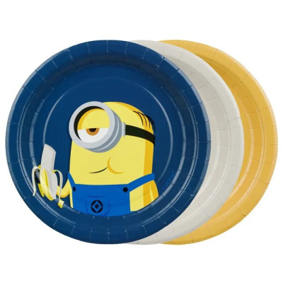 45pz -Coordinato tavola festa MINIONS - piatti, bicchieri, tovaglioli, tovaglia - 12 ospiti