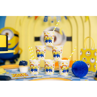 45pz -Coordinato tavola festa MINIONS - piatti, bicchieri, tovaglioli, tovaglia - 12 ospiti