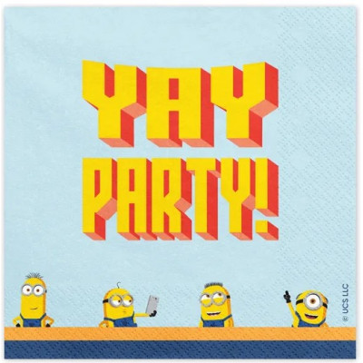 45pz -Coordinato tavola festa MINIONS - piatti, bicchieri, tovaglioli, tovaglia - 12 ospiti