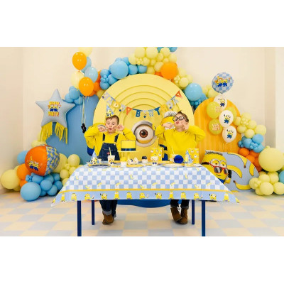 45pz -Coordinato tavola festa MINIONS - piatti, bicchieri, tovaglioli, tovaglia - 12 ospiti