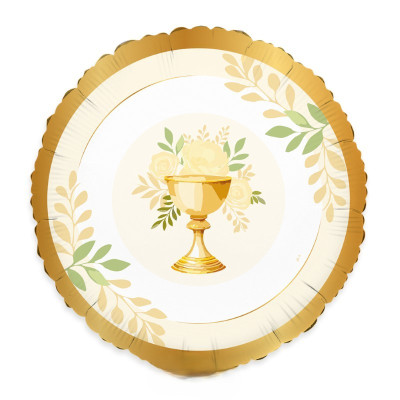Pallone PRIMA COMUNIONE Holy Bianco crema e oro con CALICE - PALLONCINO 45cm