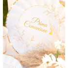 Coordinato feste tavola PRIMA COMUNIONE ELEGANT bianco e oro piatti bicchieri tovaglioli