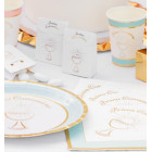 Coordinato feste tavola PRIMA COMUNIONE Azzurro piatti bicchieri tovaglioli