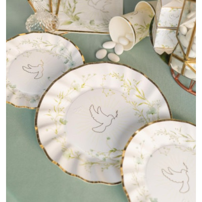 Coordinato tavola CONFIRMATION 1° Comunione, Confessione Pasqua Colomba  piatti bicchieri tovaglioli