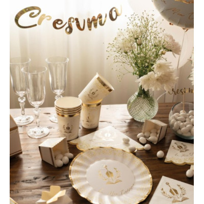 Coordinato feste tavola La mia CRESIMA - ORO - piatti bicchieri tovaglioli