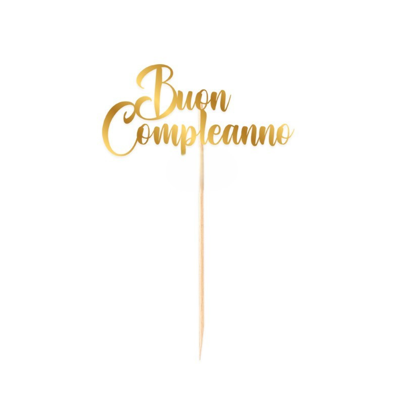 Cake Topper in carta Buon COMPLEANNO - oro - 9x14cm - decorazione torte dolci