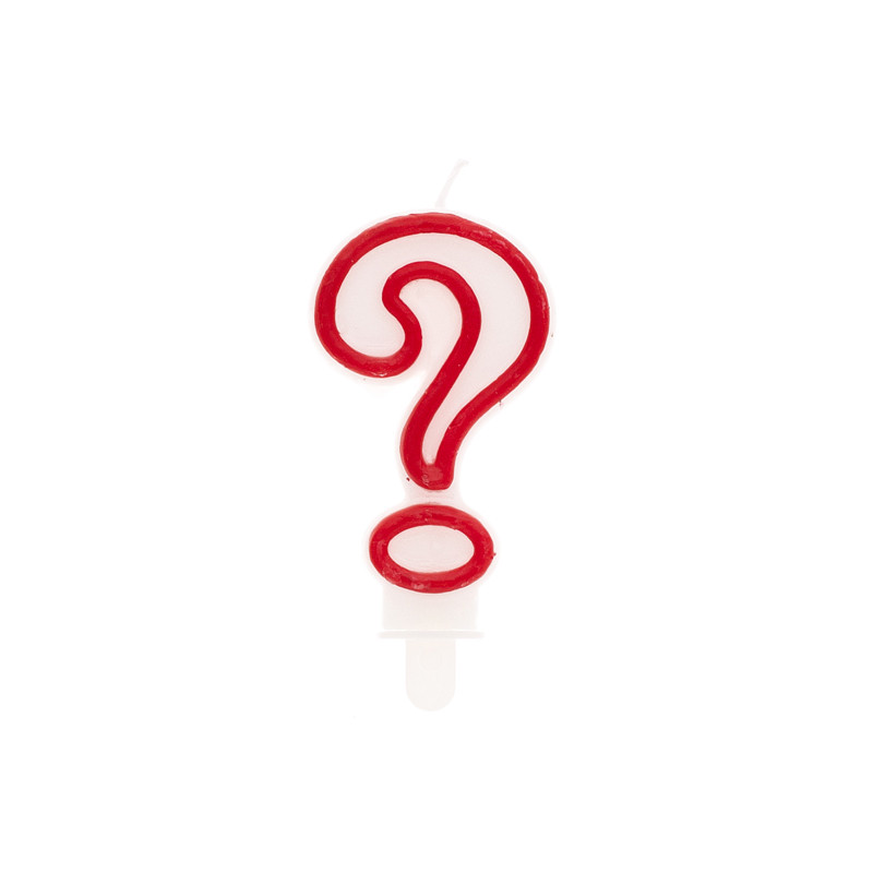 CANDELA ? punto interrogativo con bordo ROSSO per torta - candelina per dolci