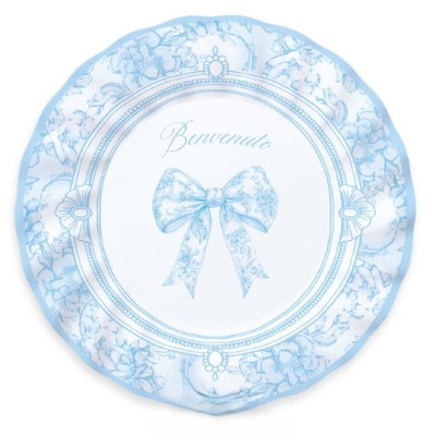 Coordinato tavola BENVENUTO celeste bambino bimbo piatti bicchieri tovaglioli