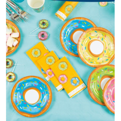 kit 36pz - Coordinato tavola festa CIAMBELLE -DONUT - piatti, bicchieri tovaglioli