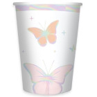 Coordinato feste tavola FARFALLE multicolor iridescente -  piatti bicchieri tovaglioli