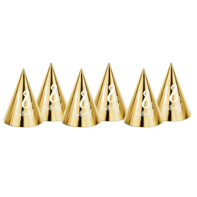 6 CAPPELLINI compleanno 18 anni  in carta 18 th Birthday ORO lucido e bianco