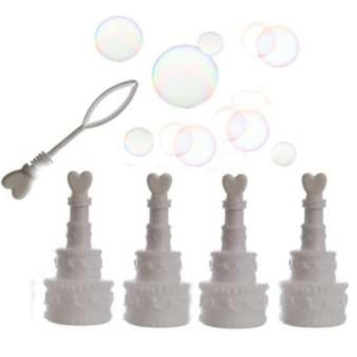 Set 24 bolle di sapone torta con cuore17ml per matrimoni comunioni