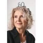 Cerchietto Frontino 60 Anni con volant in tessuto nero e numero 60 decorato con perle