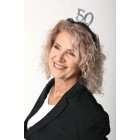 Cerchietto Frontino 50 Anni con volant in tessuto nero e numero 50 decorato con perle