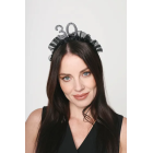 Cerchietto Frontino 30 Anni con volant in tessuto nero e numero 30 decorato con perle