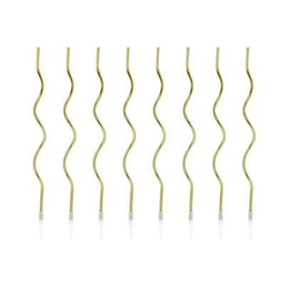 8 Candele CURLY - spirale RICCIA ORO Mezzo Stelo candeline in cera per torte H14 cm