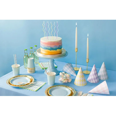 8 Candele CURLY - spirale RICCIA MULTICOLOR candeline in cera per torte H14 cm