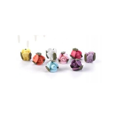 1 Mini rosa zucchero con foglia di colore assortito 1 cm