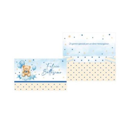 Biglietto d'auguri augurale di BATTESIMO bambino - Pochet portasoldi  con stampa orsetto
