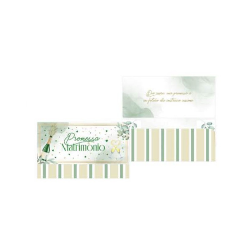 Biglietto d'auguri augurale di PROMESSA DI MATRIMONIO - Pochet portasoldi  con stampa flute
