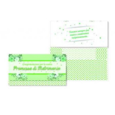 Biglietto d'auguri augurale di PROMESSA DI MATRIMONIO - Pochet portasoldi  con stampa rose verdi