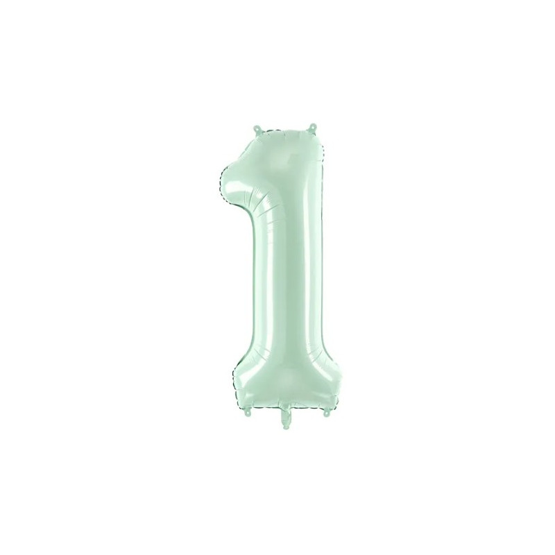 Pallone compleanno numero 1 anno Verde Pastello 86 cm gonfiabile ad elio o aria