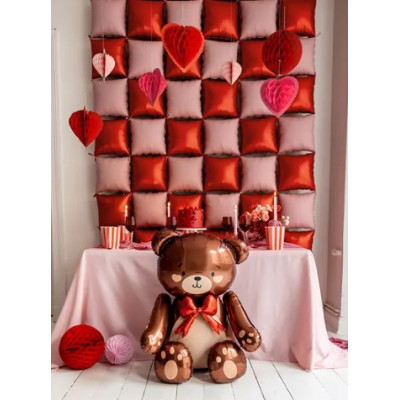 Pallone PALLONCINO orso ORSETTO e fiocco rosso - per party amore 75x84 cm