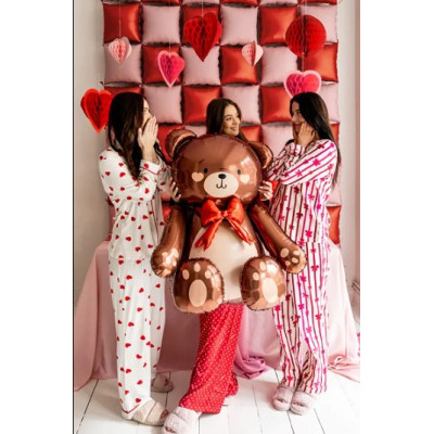 Pallone PALLONCINO orso ORSETTO e fiocco rosso - per party amore 75x84 cm