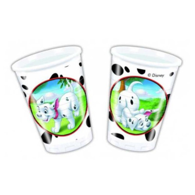 8 bicchieri tavola CARICA dei 101 - Cani dalmata cagnolini - 200 ml - feste, compleanno bambini