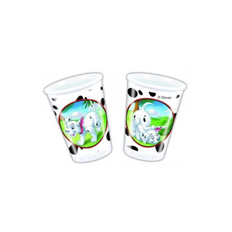 8 bicchieri tavola CARICA dei 101 - Cani dalmata cagnolini - 200 ml - feste, compleanno bambini