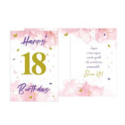 Biglietto d'auguri augurale 18 Anni - Happy Birthday rosa oro - completo di busta