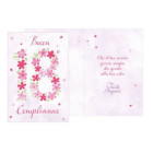 Biglietto d'auguri augurale 18 Anni - stampa fiori rosa fucsia - completo di busta