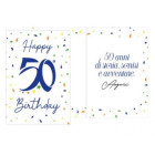 Biglietto d'auguri augurale 50 anni Compleanno con numero BLU - completo di busta