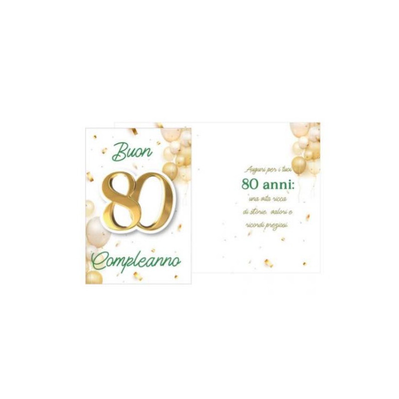Biglietto d'auguri augurale compleanno 80 anni - con ciondolo in legno 80