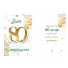 Biglietto d'auguri augurale compleanno 80 anni - con ciondolo in legno 80