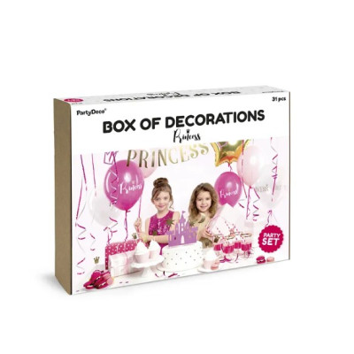 Ser tavola Compleanno PRINCIPESSA - festone, palloni, nastro, cannucce piks dolce ecc.