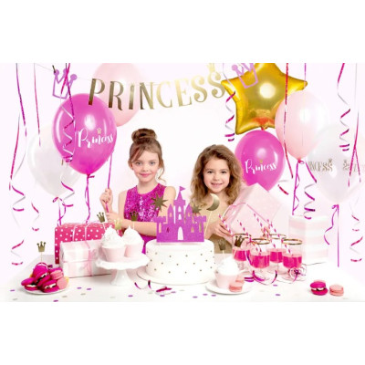 Ser tavola Compleanno PRINCIPESSA - festone, palloni, nastro, cannucce piks dolce ecc.