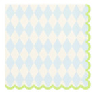 20 Tovaglioli in carta stampa rombi celesti e smerlo verde acido - 33x33cm