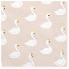 20 Tovaglioli in carta beige con stampa cigno - 33x33cm