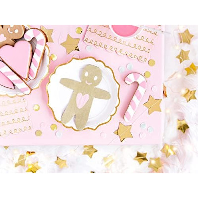 20 Tovaglioli in carta rosa stampa ghirlanda oro con smerlo- 33x33cm