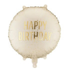 Palloncino crema con scritta HAPPY BIRTHDAY oro - pallone in foil mylar 45cm